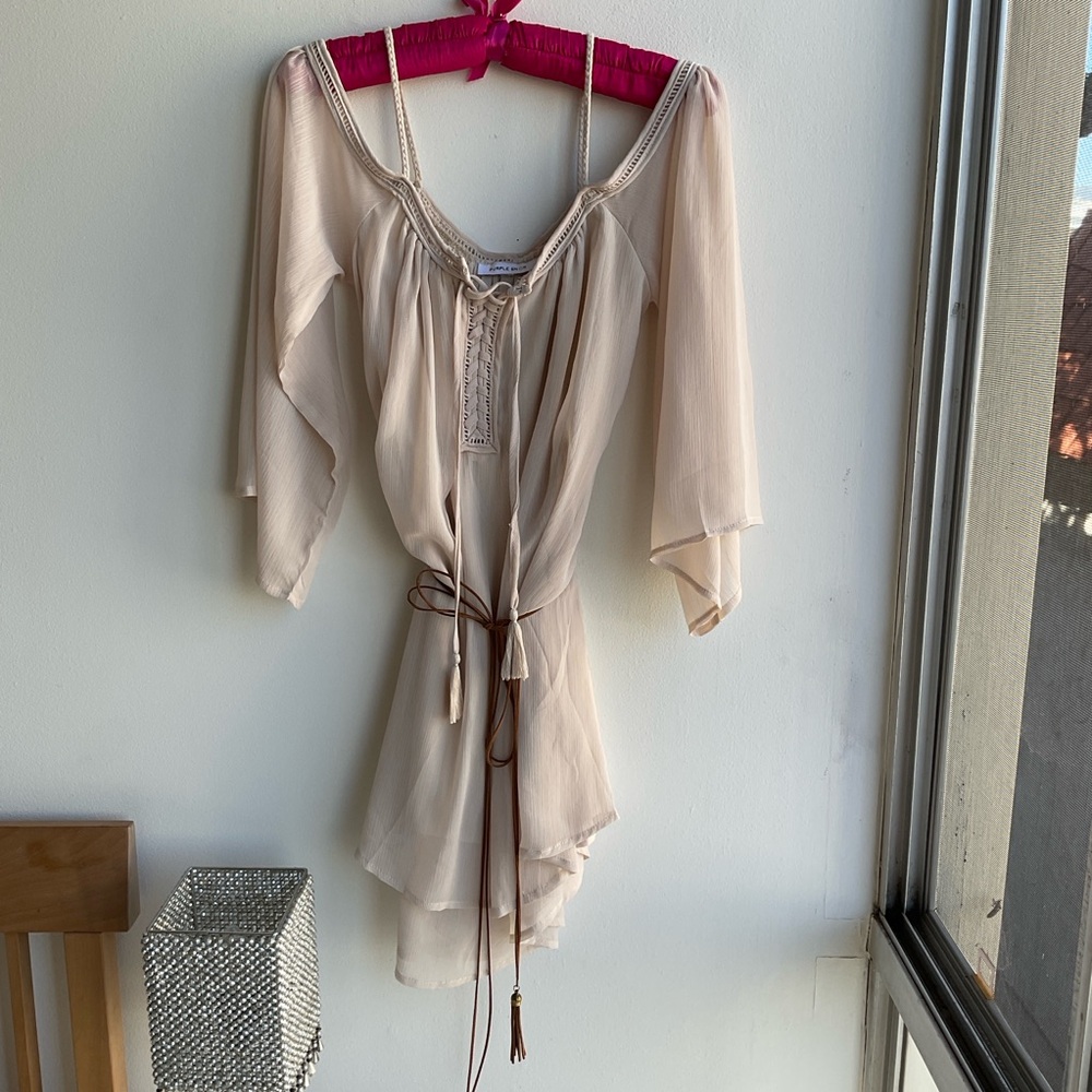 Cream Off The Shoulder Flowy Dress